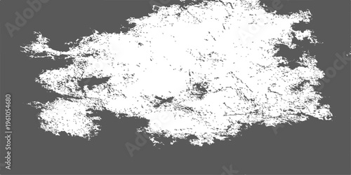 White grunge paint brush stroke on grey background, distressed texture border for vintage design and urban art framing