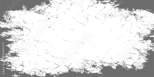 White grunge paint brush stroke on grey background, distressed texture border for vintage design and urban art framing