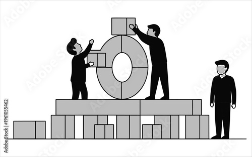 Team collaboration and hierarchy in a corporate pyramid structure