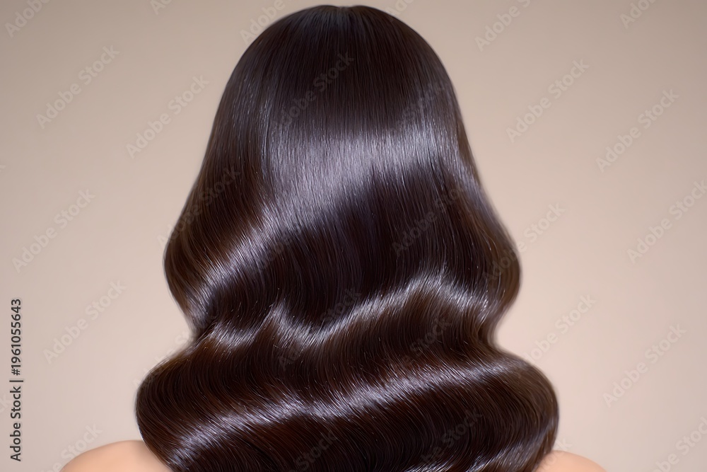 Fototapeta premium Woman with long dark brown hair.
