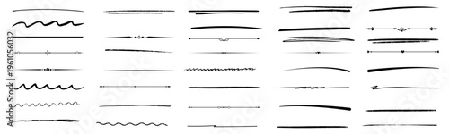underline vector set. Hand drawn grunge brush black stroke lines collection marker line set isolated on white background. vector illustration