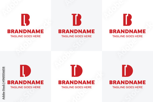 Letters BL BT BR DL DT DR Monogram Logo Set, for LB TB RB LD TD RD Initials