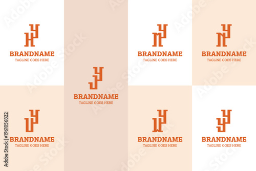 Letters YH YJ YM YN YU YW YY Monogram Logo Set, for HY JY MY NY UY WY YY Initials