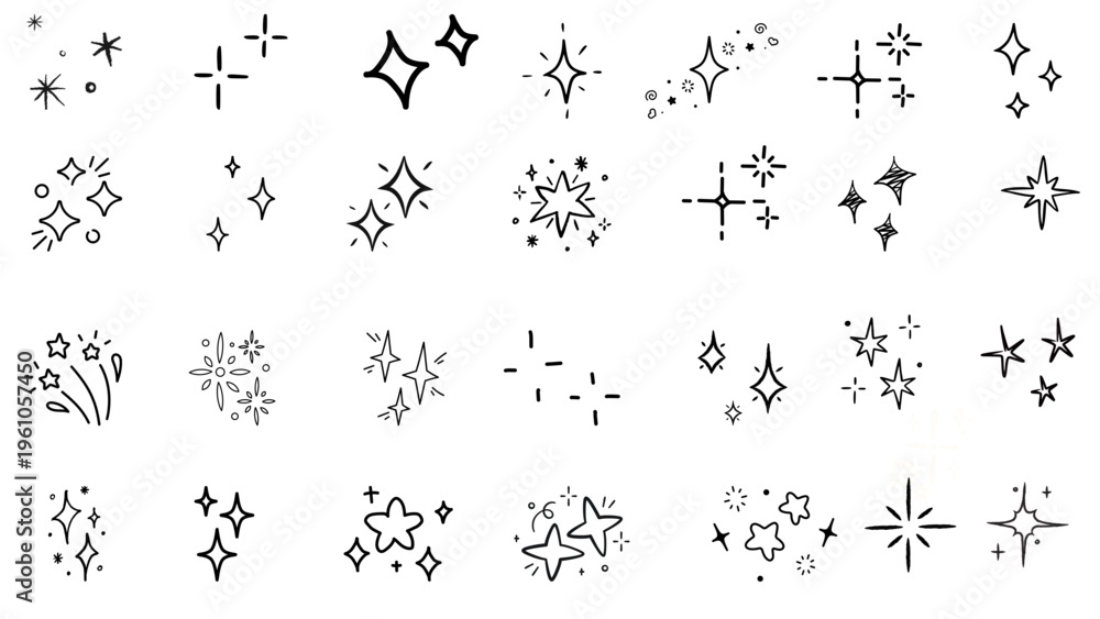Obraz premium Doodle line sparkle vector set