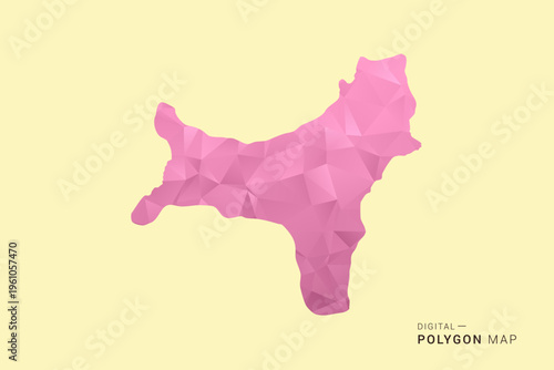 Christmas Island Map - Low poly polygon map design in soft pink pastel gradient on beige background, modern minimal geometric style, clean digital vector illustration.