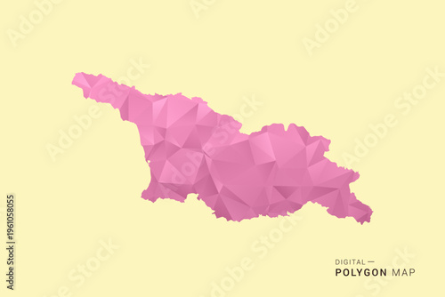 Georgia Map - Low poly polygon map design in soft pink pastel gradient on beige background, modern minimal geometric style, clean digital vector illustration.