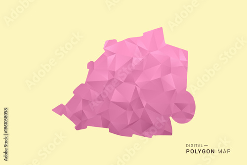 Holy See Map - Low poly polygon map design in soft pink pastel gradient on beige background, modern minimal geometric style, clean digital vector illustration.