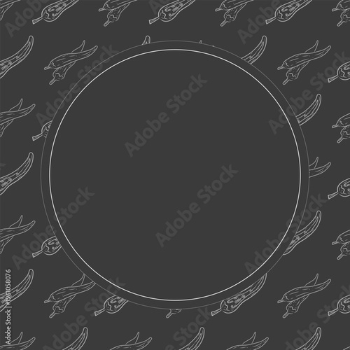 Hand drawn chili circle frame, chili peppers doodles frame background