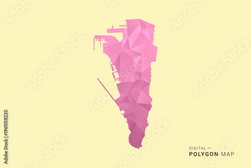Gibraltar Map - Low poly polygon map design in soft pink pastel gradient on beige background, modern minimal geometric style, clean digital vector illustration.