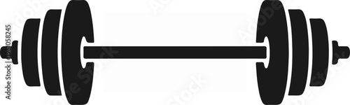 Black and white image of a barbell for weightlifting and fitness.