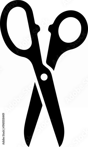 Black scissors icon isolated on white background.