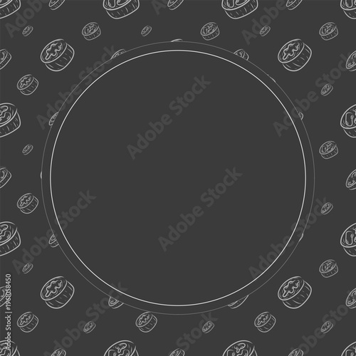 Hand drawn chili circle frame, chili peppers doodles frame background