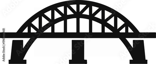 Black silhouette of a bridge with an arched design.