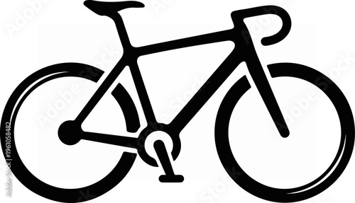 Black silhouette of a road bicycle, perfect for cycling enthusiasts and sports.