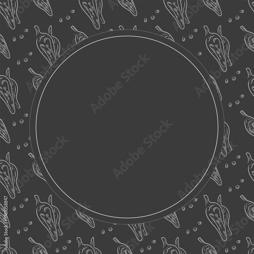 Hand drawn chili circle frame, chili peppers doodles frame background