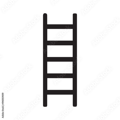 Fire rescue ladder icon. Emergency escape and climbing tool silhouette
