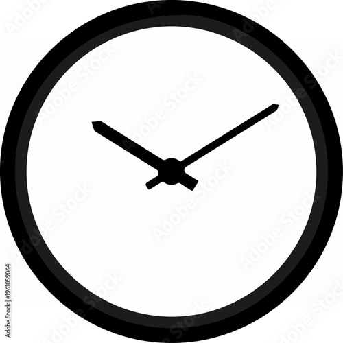 Minimalist clock face showing time with black hands and white background.