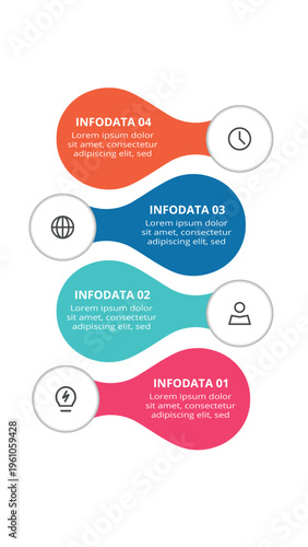 Essential infographic with 4 steps, options, parts or processes. Business data visualization.