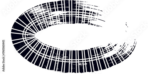 Tire track. Car, bike, motorcycle tyre mark with grunge effect isolated on white background. Wheel footprint on the road. Top view of rubber protector mark