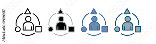 
user experience icon set multiple style collection with people, circles, squares, triangles, circles design