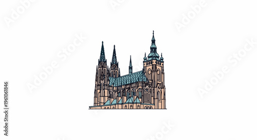 Ornate gothic cathedral with multiple spires and stained glass windows