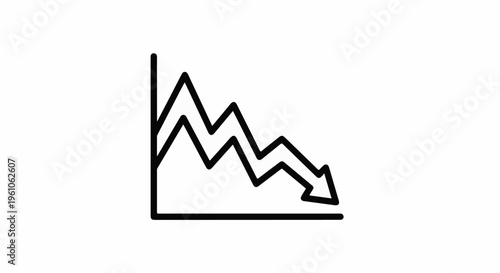 Line graph with a downward trend, indicating a decline or loss