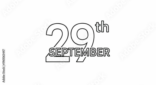 Outline graphic of the 29th of September, featuring the number and text