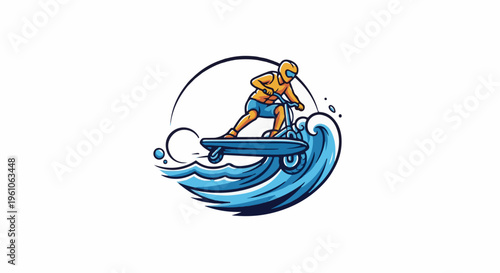 Person on electric water scooter riding a wave