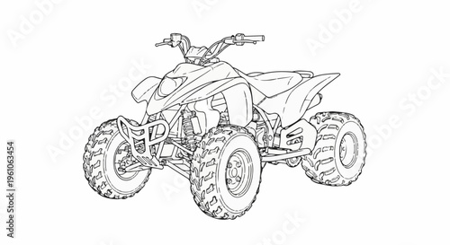 Outline sketch of a sporty four-wheeled all-terrain vehicle