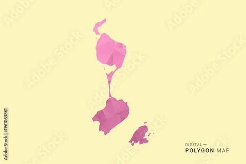 Saint Pierre and Miquelon Map - Low poly polygon map design in soft pink pastel gradient on beige background, modern minimal geometric style, clean digital vector illustration.