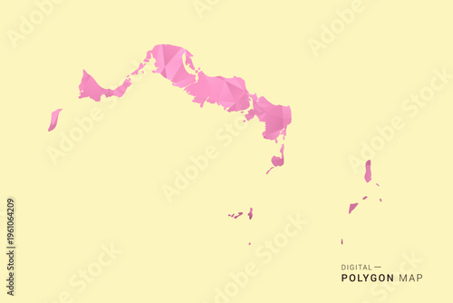 Turks and Caicos Islands Map - Low poly polygon map design in soft pink pastel gradient on beige background, modern minimal geometric style, clean digital vector illustration.