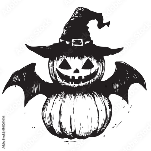 halloween pumpkin with bats