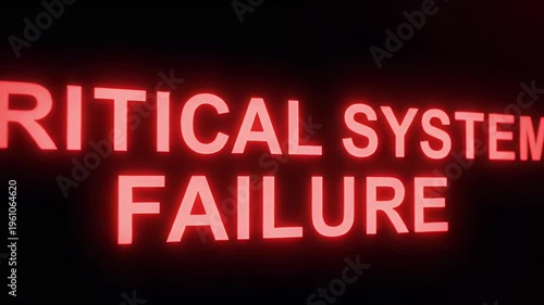 Red neon text announces a critical system failure against a black backdrop