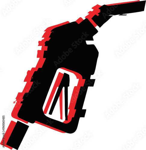Fuel Pump Nozzle Icon with Red and Black Glitch Effect