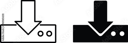 Download Data Arrow Icon Set, File Transfer and Cloud Download Symbol, Line and Solid Vector Illustration