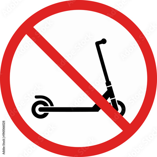 No Kick Scooters Prohibited Red Warning Sign Symbol