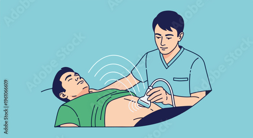 Medical professional performs diagnostic ultrasound examination on patient