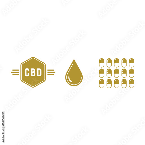 Cbd oil capsules supplement concept