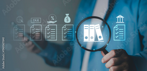 Canvastavla Financial audit concept, Budget, accounting review, business inspection, data verification, check income and expenses