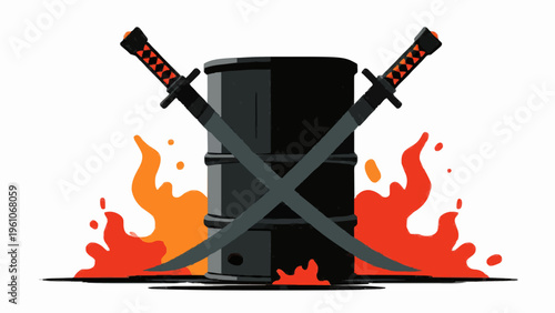 Geopolitical Conflict over Oil Energy War Concept with Swords