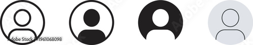 User icon set profile avatar illustration, circle account symbols for apps and social interfaces, default person pictograms contact login concept