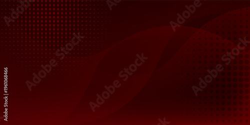 Stylish abstract red background featuring smooth flowing wave shapes combined with halftone dot patterns and soft gradients