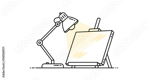 Desk lamp on a drawing board.