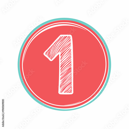 Hand drawn numbers 1 to 10 in red circles vector illustration