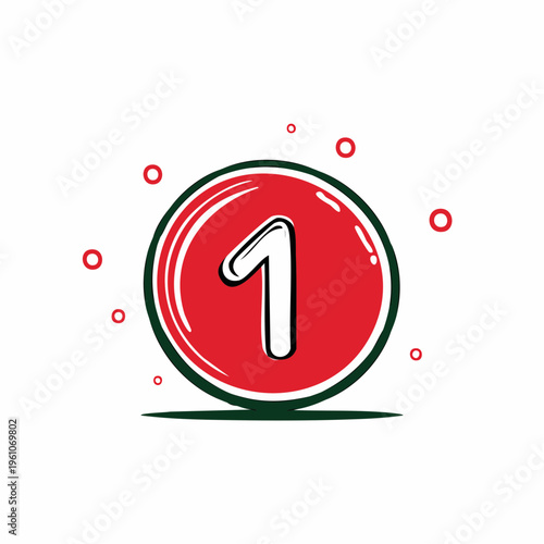 Hand drawn numbers 1 to 10 in red circles vector illustration