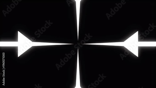 Abstract graphic design with four luminous white arrows pointing outward from center