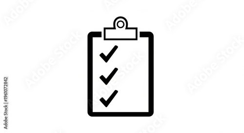 A minimalist vector graphic of a clipboard with checklist