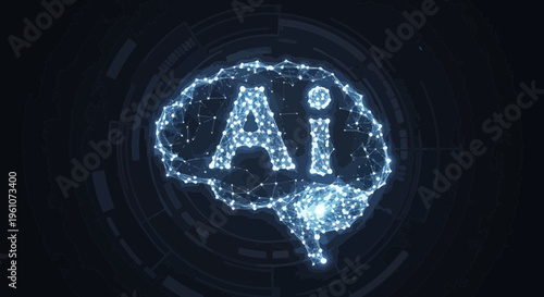 Artificial intelligence conceptual brain illustration against dark background