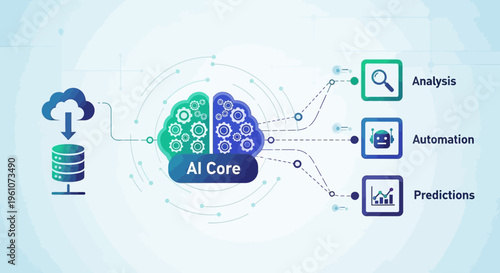 Artificial intelligence conceptual illustration brain cloud data and analysis