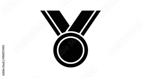 A minimalist vector graphic of a medal icon with a ribbon, symbolizing achievement and success.